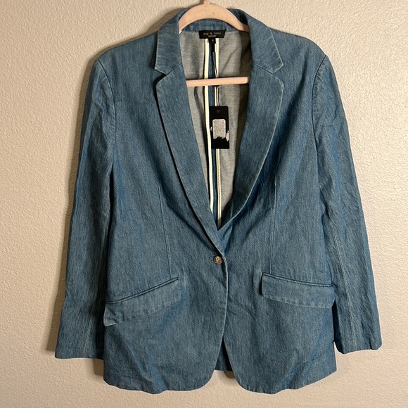 Margot Cotton & Linen Denim Blazer NWT - Picture 7 of 10